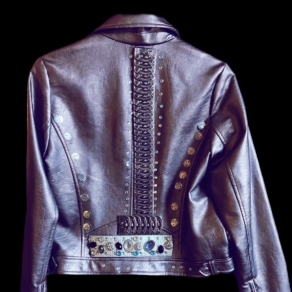 Custom “ GunMetals” Cropped Moto Leather Jacket